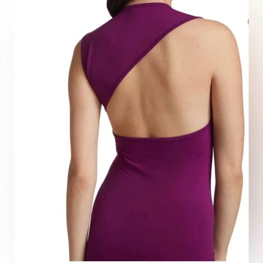 NWT SIMON MILLER Pica Asymmetric Stretch Bodycon Dress in Plum Size M/L - Picture 4 of 9